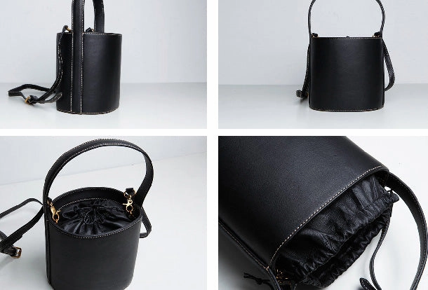 Genuine Leather Cute Bucket Bag Handbag Crossbody Bag Shoulder Bag Women Leather Purse