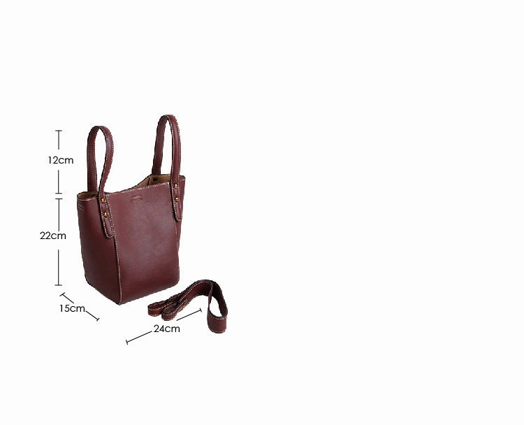 Genuine Leather Cute Bucket Bag Handbag Crossbody Bag Shoulder Bag Women Leather Purse
