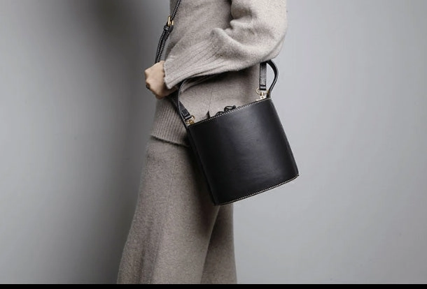Genuine Leather Cute Bucket Bag Handbag Crossbody Bag Shoulder Bag Women Leather Purse