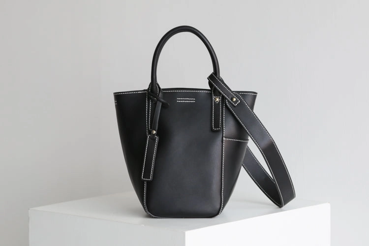 Genuine Leather Cute Bucket Bag Handbag Crossbody Bag Shoulder Bag Women Leather Purse