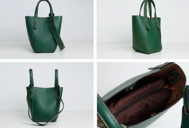 Genuine Leather Cute Bucket Bag Handbag Crossbody Bag Shoulder Bag Women Leather Purse