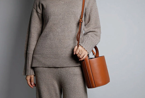 Genuine Leather Cute Bucket Bag Handbag Crossbody Bag Shoulder Bag Women Leather Purse