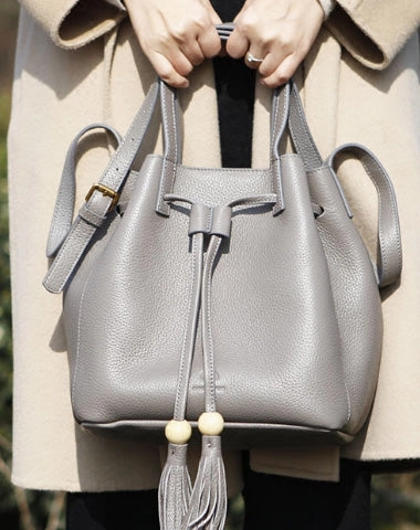 Genuine Leather Cute Women Bucket Bag Handbag Crossbody Bag Shoulder Bag Women Leather Purse