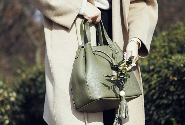 Genuine Leather Cute Women Bucket Bag Handbag Crossbody Bag Shoulder Bag Women Leather Purse