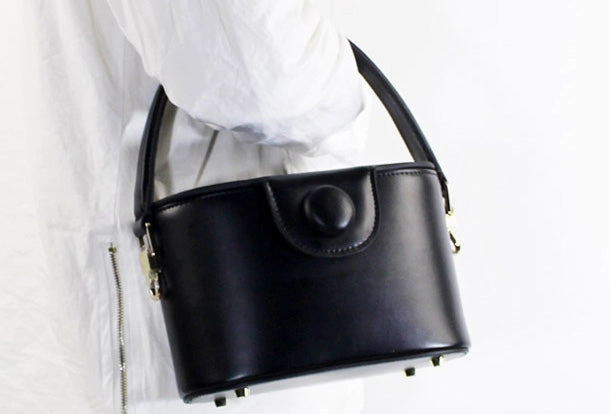 Genuine Leather Doctor Bag Bucket Bag Handbag Shoulder Bag for Women Leather Crossbody Bag