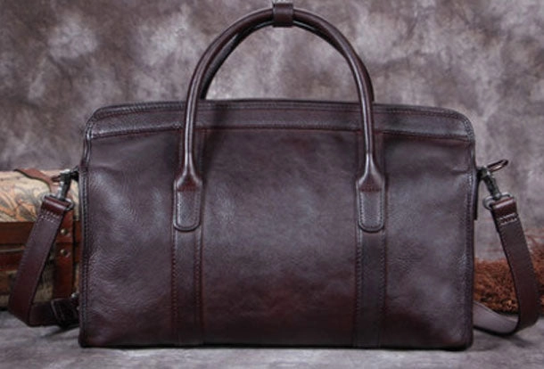 Genuine Leather Handbag Briefcase Bag Vintage Crossbody Bag Shoulder Bag Purse For Women Mens