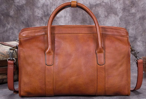 Genuine Leather Handbag Briefcase Bag Vintage Crossbody Bag Shoulder Bag Purse For Women Mens