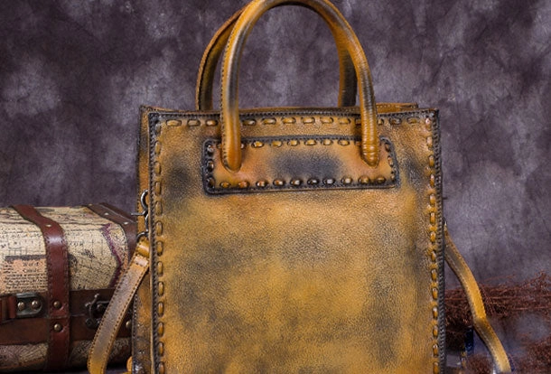 Genuine Leather Handbag Vintage Handmade Shoulder Bag Crossbody Bag Purse For Women