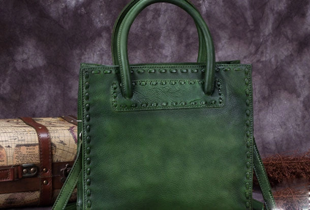 Genuine Leather Handbag Vintage Handmade Shoulder Bag Crossbody Bag Purse For Women