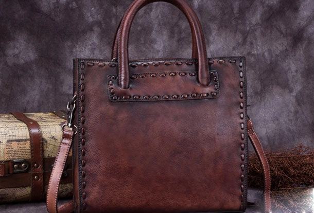 Genuine Leather Handbag Vintage Handmade Shoulder Bag Crossbody Bag Purse For Women