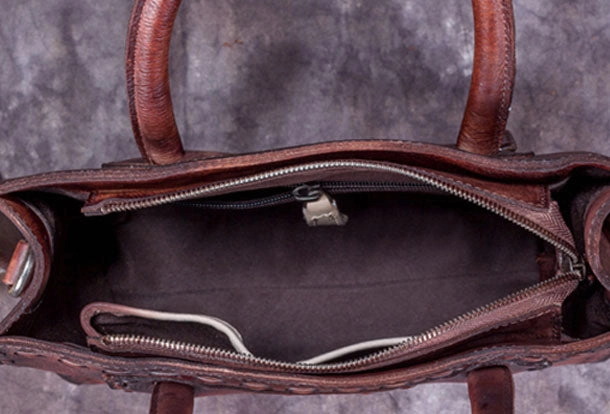 Genuine Leather Handbag Vintage Handmade Shoulder Bag Crossbody Bag Purse For Women