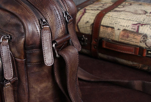 Genuine Leather Handbag Vintage Messenger Bag Crossbody Bag Shoulder Bag Purse For Women