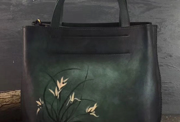 Genuine Leather Handbag Vintage Painted Bag Crossbody Bag Shoulder Bag Purse For Women