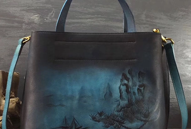 Genuine Leather Handbag Vintage Painted Bag Crossbody Bag Shoulder Bag Purse For Women