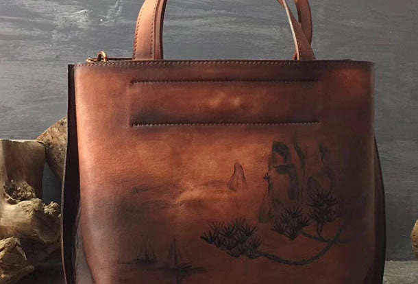 Genuine Leather Handbag Vintage Painted Bag Crossbody Bag Shoulder Bag Purse For Women