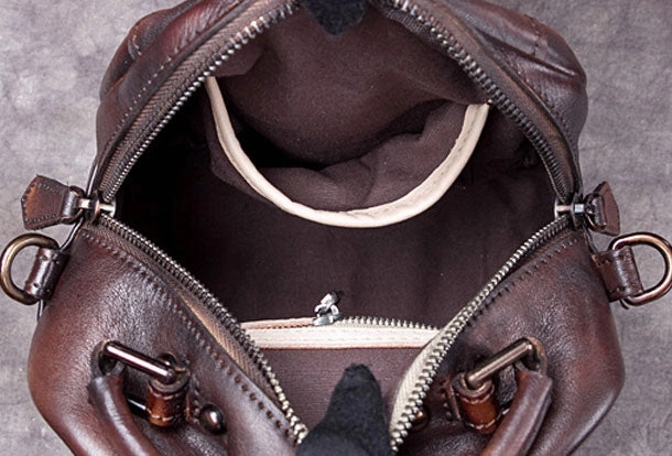 Genuine Leather Handbag Vintage Rivet Crossbody Bag Shoulder Bag Purse For Women