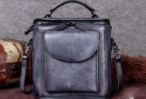 Genuine Leather Handbag Vintage Satchel Bag Shoulder Bag Crossbody Bag Purse For Women