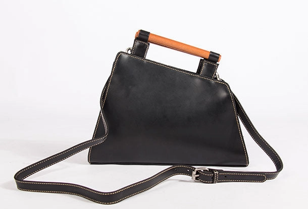Genuine Leather Handmade Wooden Handbag Bag Shoulder Bag Purse For Women