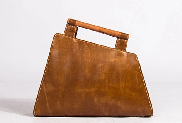 Genuine Leather Handmade Wooden Handbag Bag Shoulder Bag Purse For Women