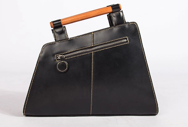 Genuine Leather Handmade Wooden Handbag Bag Shoulder Bag Purse For Women