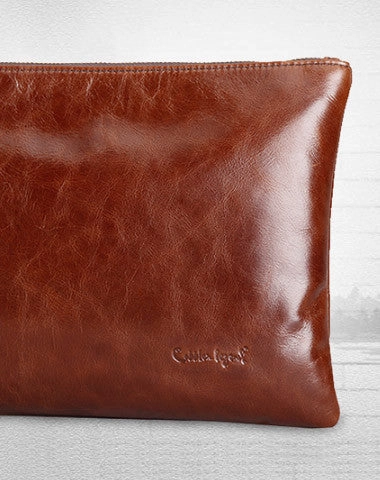 Genuine Leather large clutch leather men phone pad zip clutch vintage wallet for men