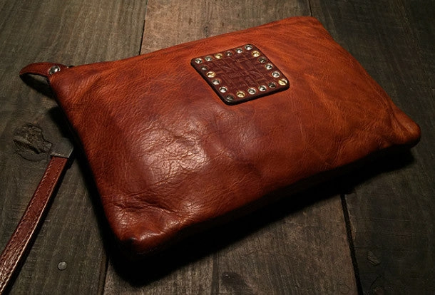 Genuine Leather large clutch leather men phone pad zip clutch vintage wallet for men