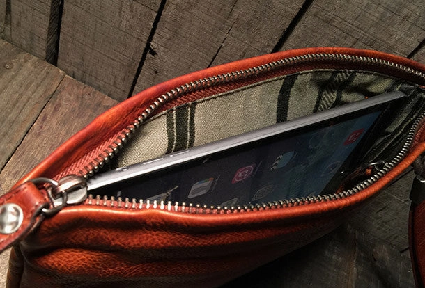 Genuine Leather large clutch leather men phone pad zip clutch vintage wallet for men