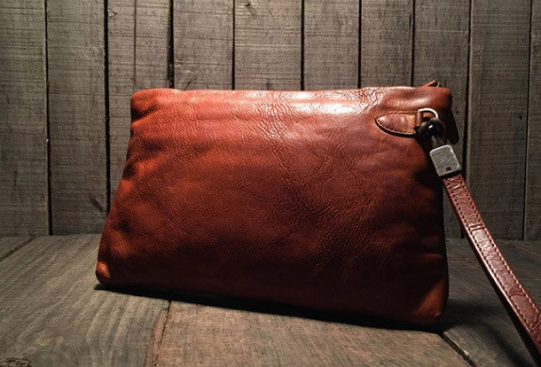 Genuine Leather large clutch leather men phone pad zip clutch vintage wallet for men