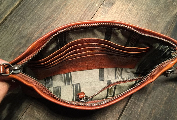 Genuine Leather large clutch leather men phone pad zip clutch vintage wallet for men