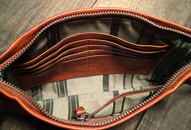 Genuine Leather large clutch leather men phone pad zip clutch vintage wallet for men