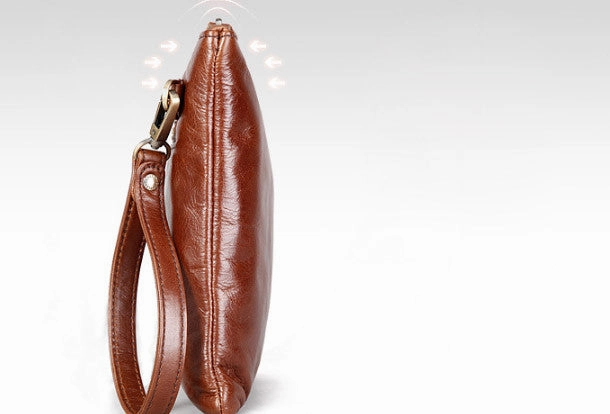 Genuine Leather large clutch leather men phone pad zip clutch vintage wallet for men