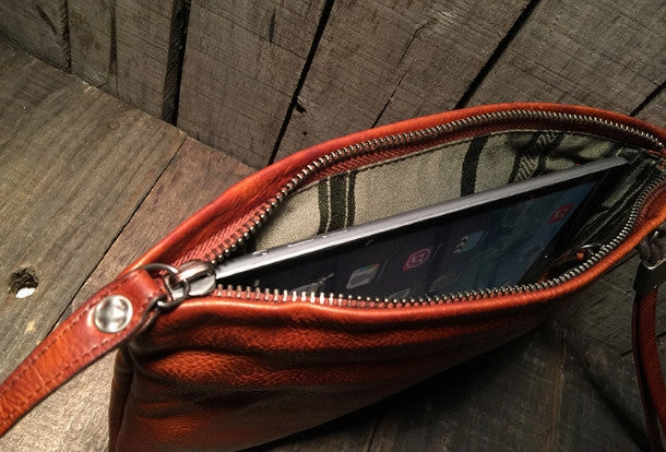 Genuine Leather large clutch leather men phone pad zip clutch vintage wallet for men