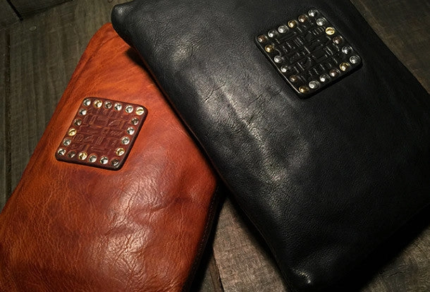 Genuine Leather large clutch leather men phone pad zip clutch vintage wallet for men