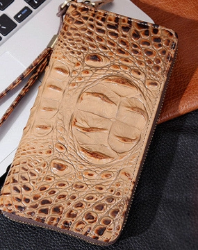 Genuine Leather long wallet leather men phone zip clutch vintage wallet for men