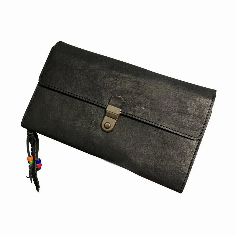 Genuine Leather Mens Clutch Cool Slim Wallet Passport Travel Clutch Wristlet Wallet for Men