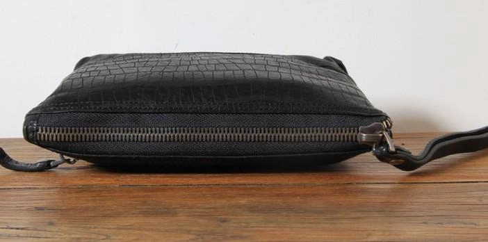 Genuine Leather Mens Clutch Cool Slim Wallet Zipper Clutch Wristlet Wallet for Men