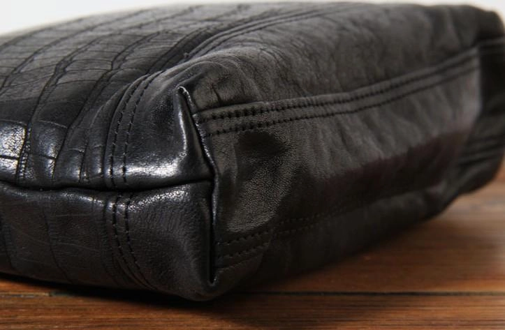Genuine Leather Mens Clutch Cool Slim Wallet Zipper Clutch Wristlet Wallet for Men