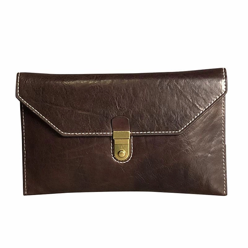Genuine Leather Mens Clutch Cool Slim Wallet Zipper Clutch Wristlet Wallet for Men