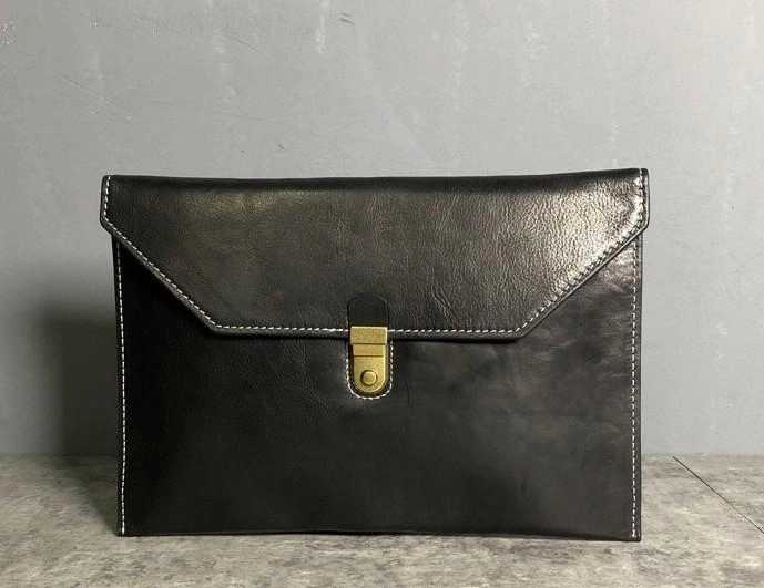 Genuine Leather Mens Clutch Cool Slim Wallet Zipper Clutch Wristlet Wallet for Men