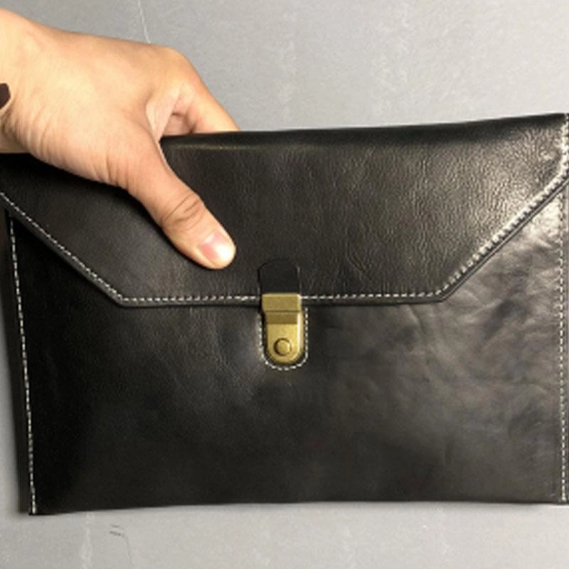 Genuine Leather Mens Clutch Cool Slim Wallet Zipper Clutch Wristlet Wallet for Men