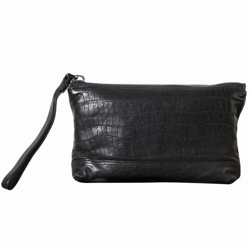 Genuine Leather Mens Clutch Cool Slim Wallet Zipper Clutch Wristlet Wallet for Men