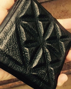 Genuine Leather Mens Cool billfold Leather Wallet Zipper Clutch Wristlet Wallet for Men