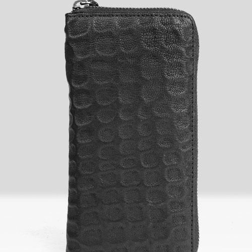 Genuine Leather Mens Cool Long Leather Wallet Zipper Clutch Wallet for Men