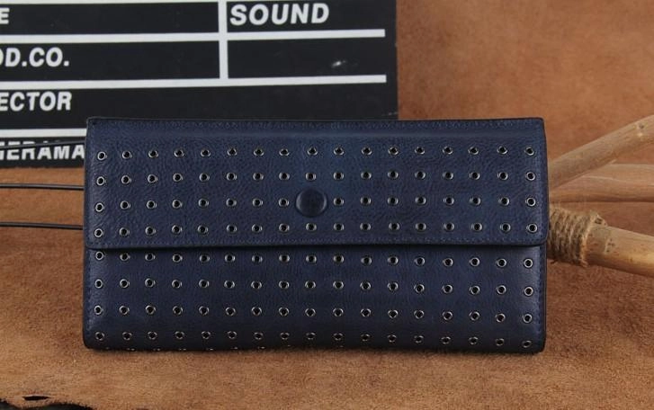 Genuine Leather Mens Cool Long Leather Wallet Zipper Clutch Wristlet Wallet for Men