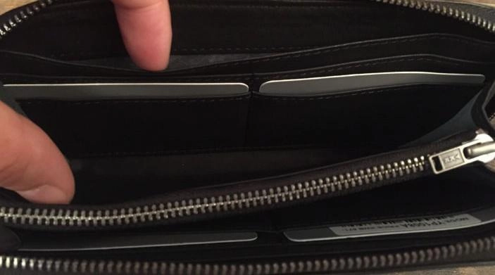 Genuine Leather Mens Cool Long Leather Wallet Zipper Clutch Wristlet Wallet for Men