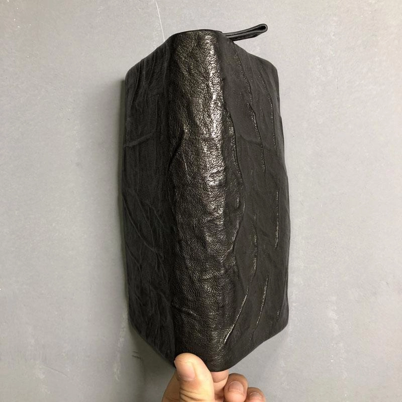 Genuine Leather Mens Cool Long Leather Wallet Zipper Clutch Wristlet Wallet for Men