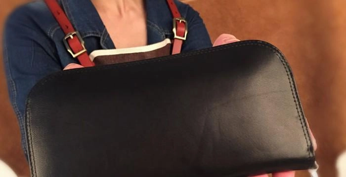 Genuine Leather Mens Cool Long Leather Wallet Zipper Clutch Wristlet Wallet for Men