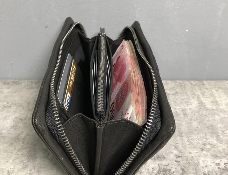 Genuine Leather Mens Cool Long Leather Wallet Zipper Clutch Wristlet Wallet for Men