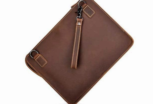 GENUINE LEATHER MENS Vintage Brown Clutch Wristlet Bag MESSENGER BAG FOR MEN