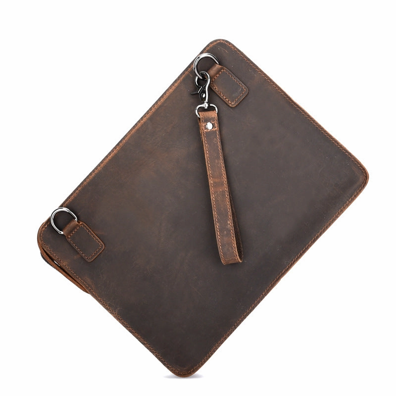 GENUINE LEATHER MENS Vintage Brown Clutch Wristlet Bag MESSENGER BAG FOR MEN